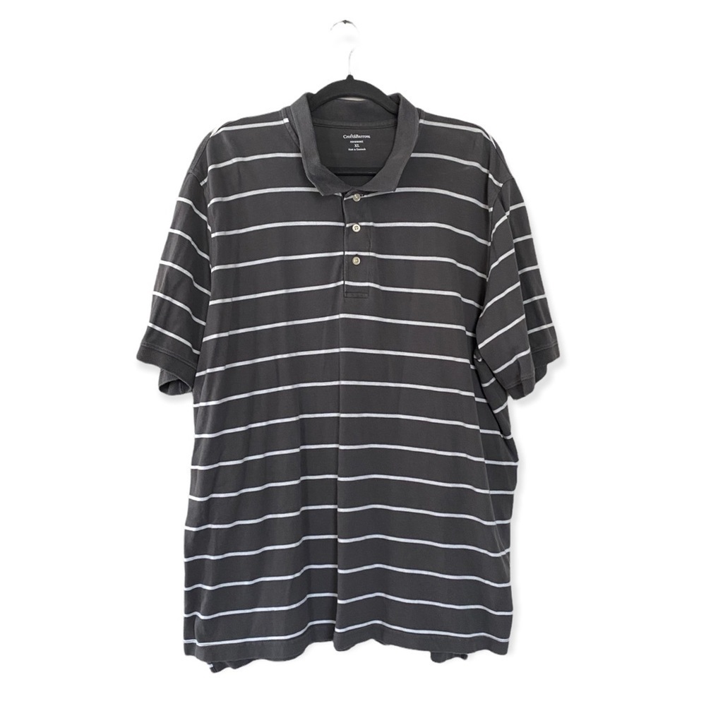 Croft & Barrow Gray & White Stripe Polo Shirt Men’s Size XL Striped Golf Top